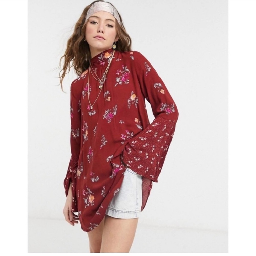 Free People Floral Tate Tunic Mini Dress Size XS NWT